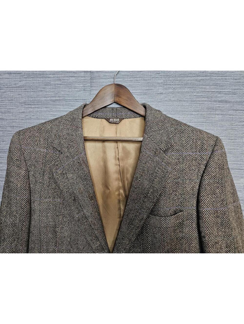 Bill Blass Jacket Brown Men Size L Herringbone Tweed Blazer